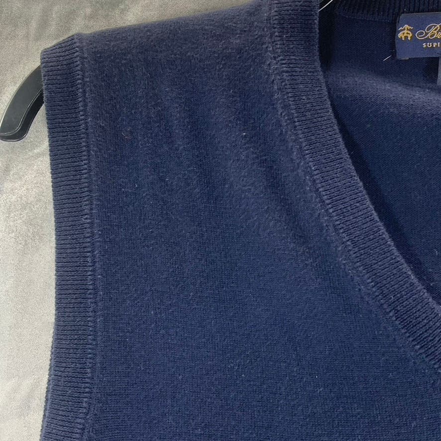 BROOKS BROTHERS Men's Navy Supima Cotton V-Neck Sweater Vest SZ M