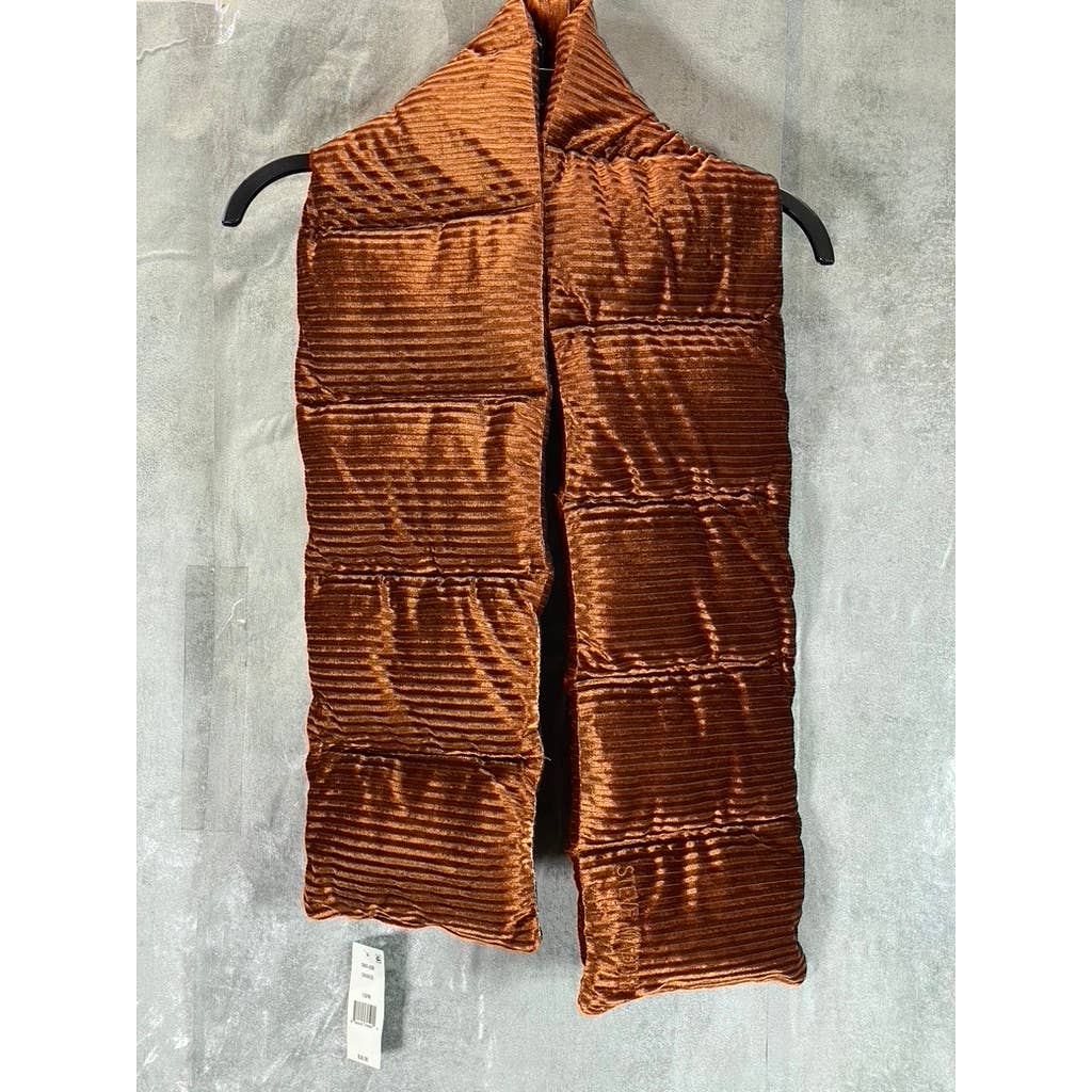 STEVE MADDEN Women's Orange Pull-Through Ribbed Velvet Puffer Scarf SZ OS