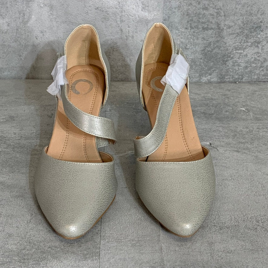 JOURNEE COLLECTION Silver Faux Leather Tillis Pointed-Toe Strap Pumps SZ 7.5