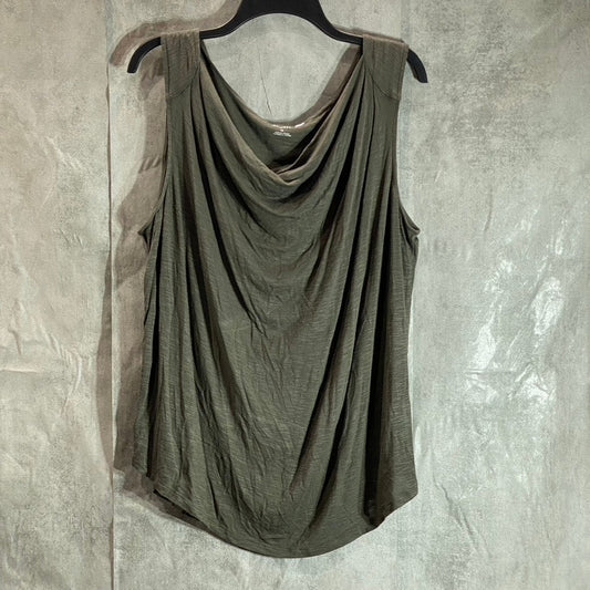 HALOGEN Women's Plus Size Grey Beluga Drape Neck Sleeveless Top SZ 1X