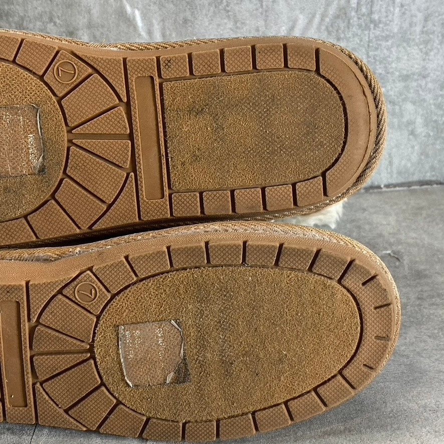 SUGAR Women's Cognac Marty Cozy Faux Fur Memory Foam Pull-On Boots SZ 7