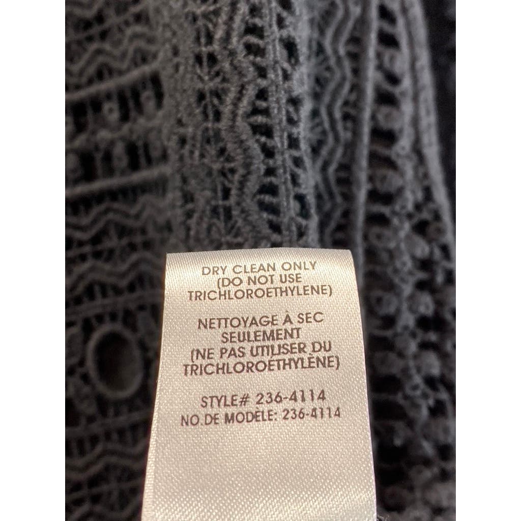 NANETTE LEPORE Women's Black Crochet Flutter-Sleeve Mini Dress SZ 4