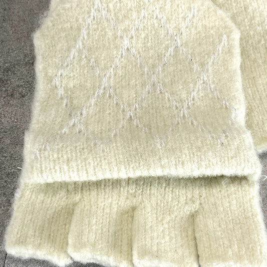 STEVE MADDEN Women's Cream Knit Fingerless Flip Cover Mittens SZ OS