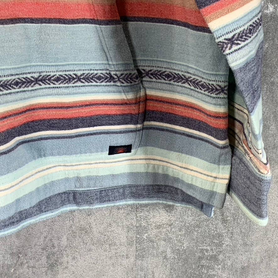 FAHERTY BRAND Men's Blue/Orange/Red Three-Button Baja Pullover Hooded Poncho SZL