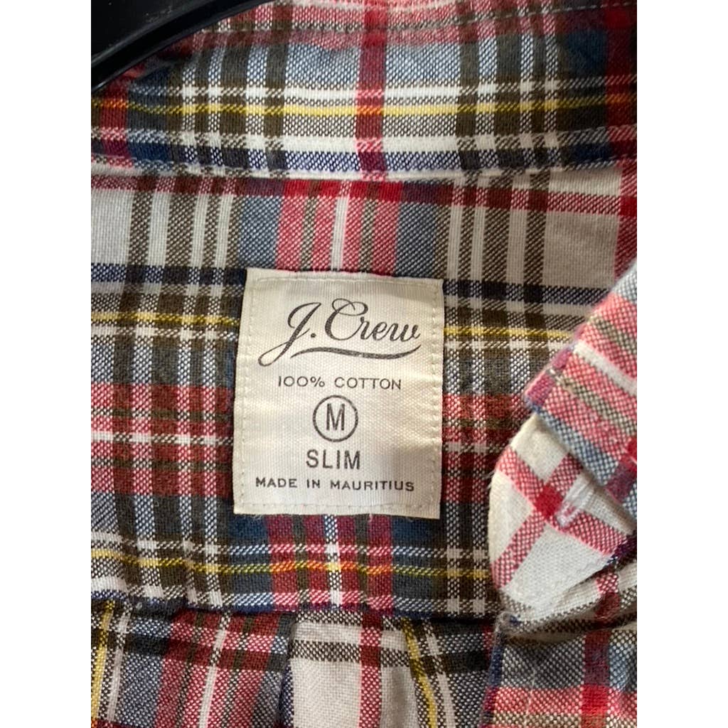 J.CREW Men's Red Plaid Slim Button-Up Long Sleeve Shirt SZ M