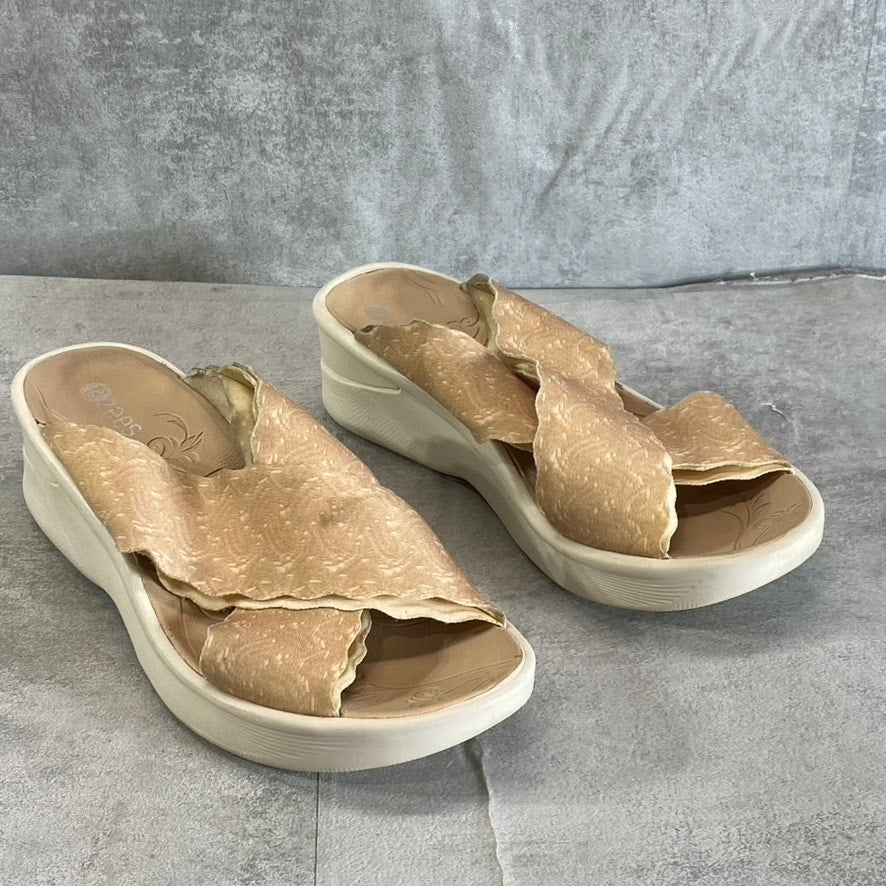 BZEES Women's Almond Sahara Washable Fabric Wedge Slide Sandals SZ 7