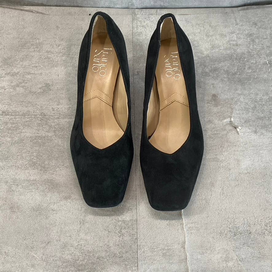 FRANCO SARTO Women's Black Suede Pisa Square-Toe Round-Heel Pumps SZ 5