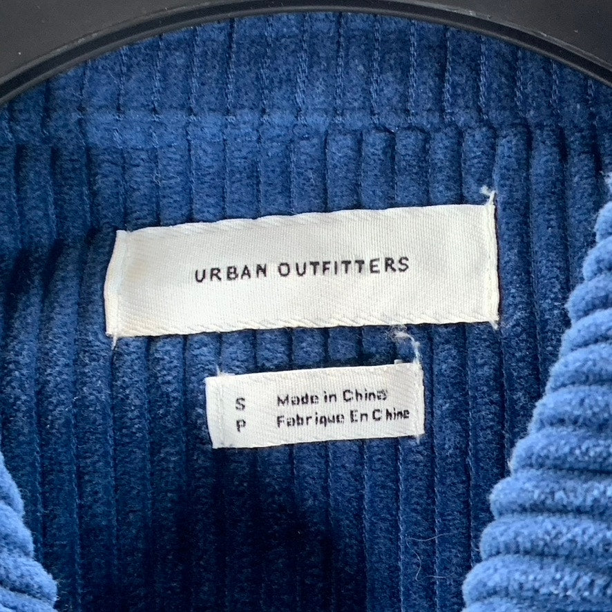 URBAN OUTFITTERS Men's Blue Corduroy Zip-Up Flap Pocket Shirt Jackets SZ S