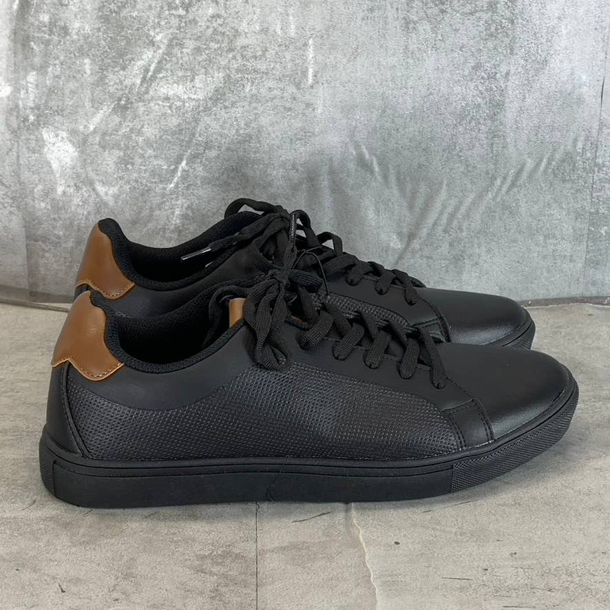 NEW YORK & COMPANY Men's Black Faux-Leather Cooper Low-Top Sneakers SZ 11