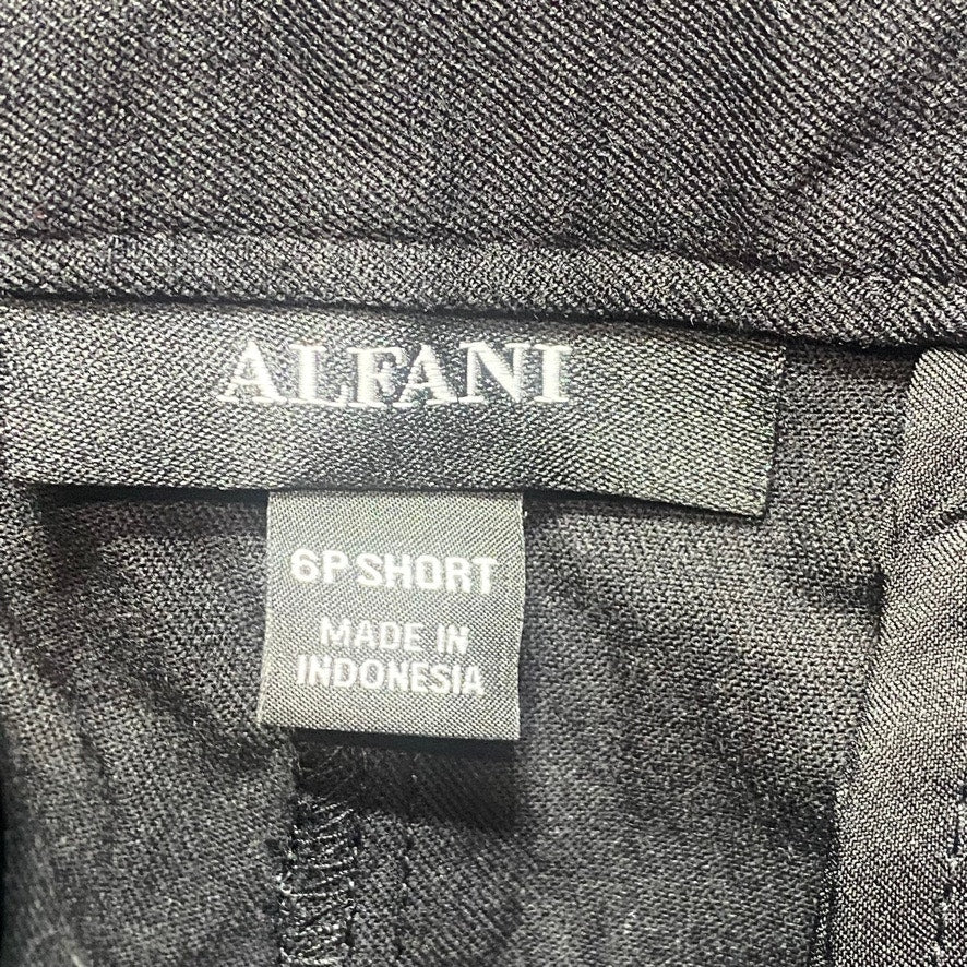 ALFANI Petite Solid Black Mid-Rise Slim-Fit Short Pants SZ 6P/Short
