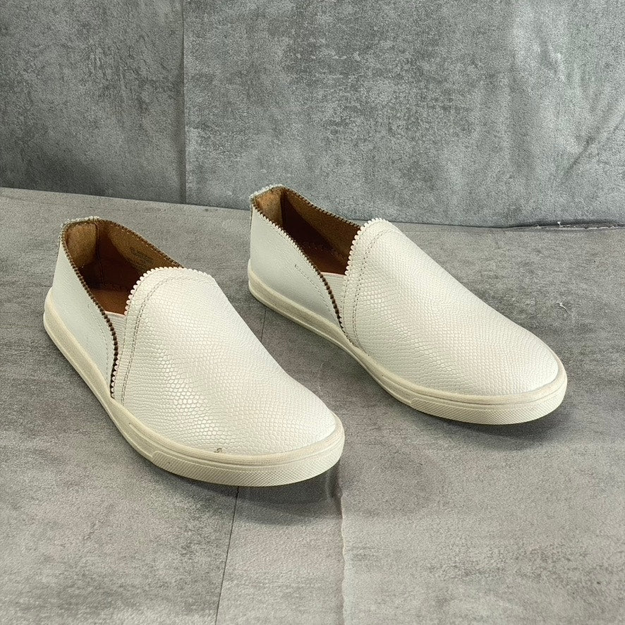 SUN+STONE Women's White Snake Embossed Miriam Round-Toe Slip-On Sneakers SZ 6