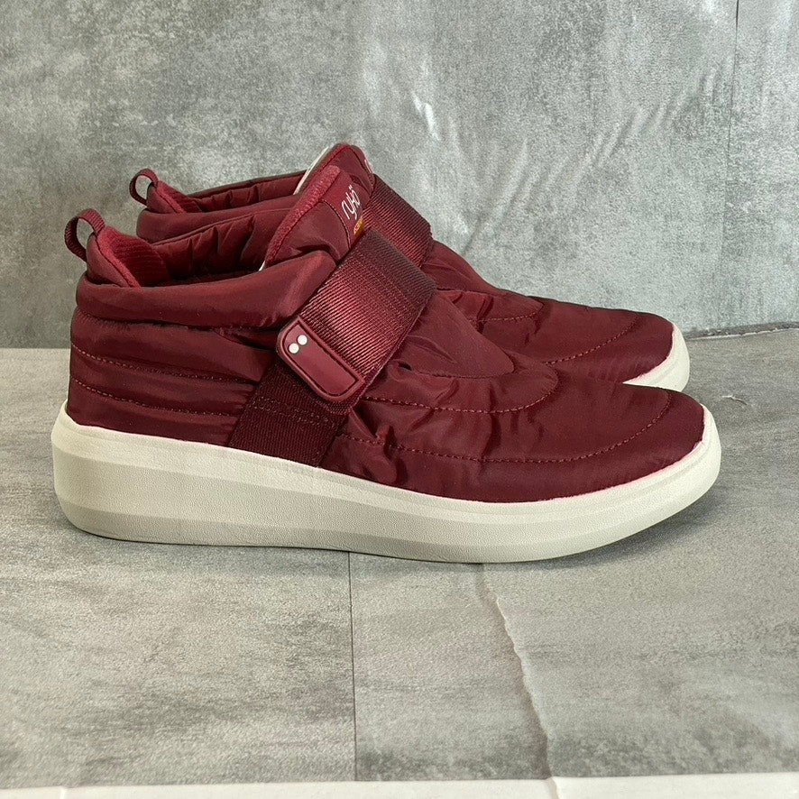 RYKA Women's Burgundy Fabric Ascend Puff Round-Toe Slip-On Wedge Sneaker SZ 8