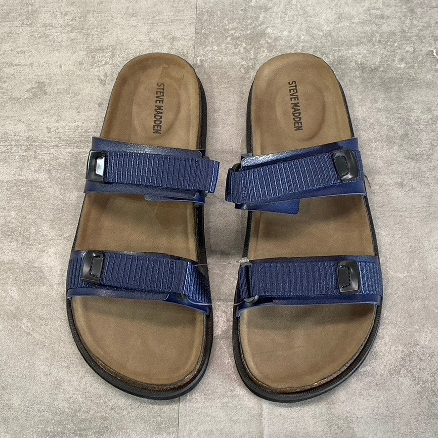 STEVE MADDEN Unisex Blue Lance Adjustable 2-Strap Slide Sandals SZ 6