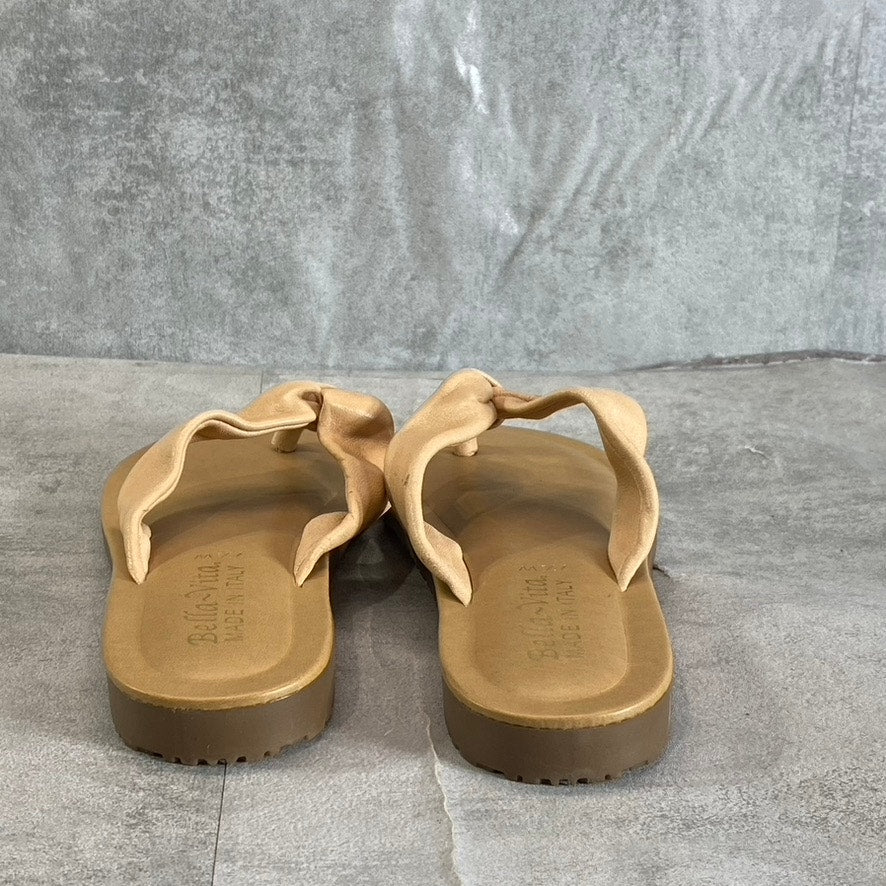 BELLA-VITA Women's Wide Width Natural Leather Italy Thong Sandals SZ 7.5W