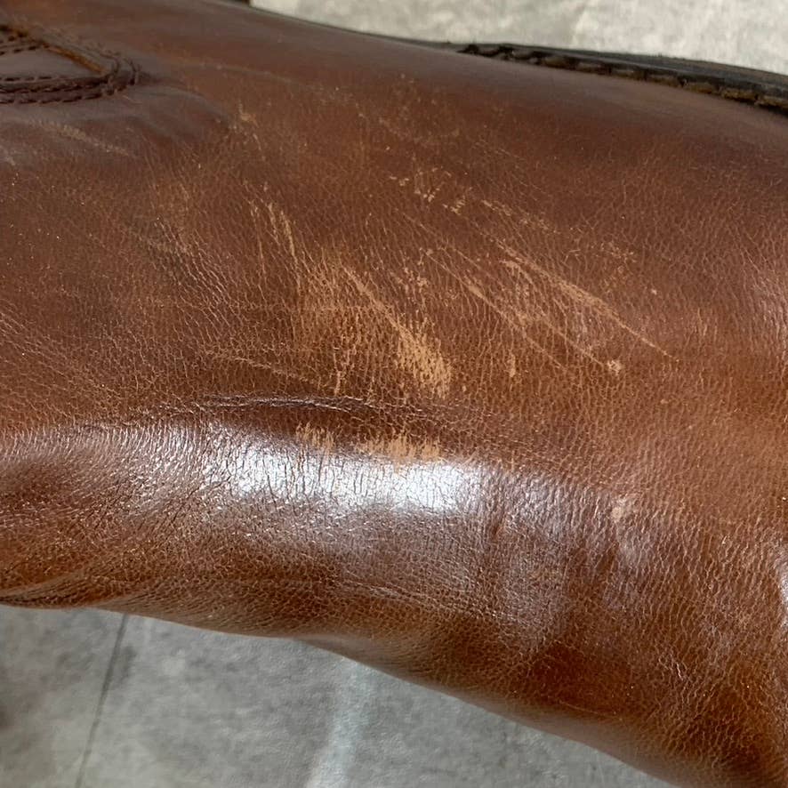 FRANCO SARTO Women's Brown Leather Linc Side-Zip Almond-Toe Booties SZ 10