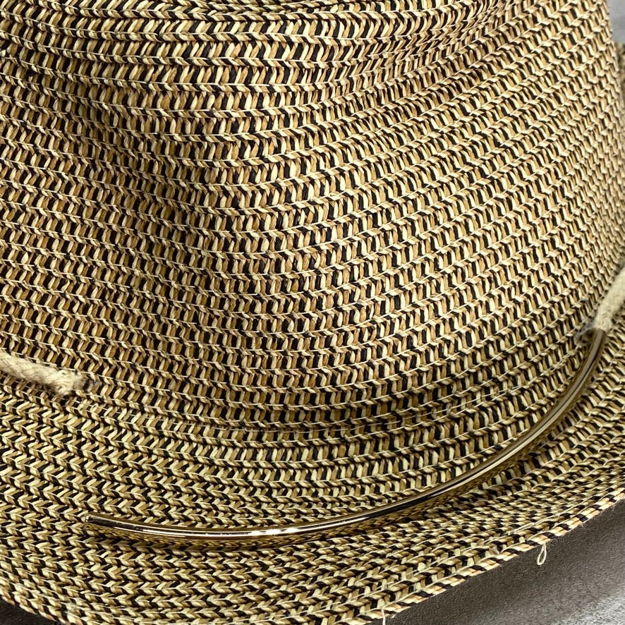 INC INTERNATIONAL CONCEPTS Brown Straw Tweed Cloche Hat with Metal Detail SZ OS