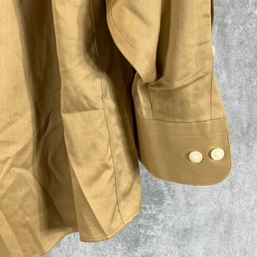 PRONTO UOMO Men's Tan Non-Iron 80's 2-Ply Button-Up Dress Shirt SZ 17 32/33