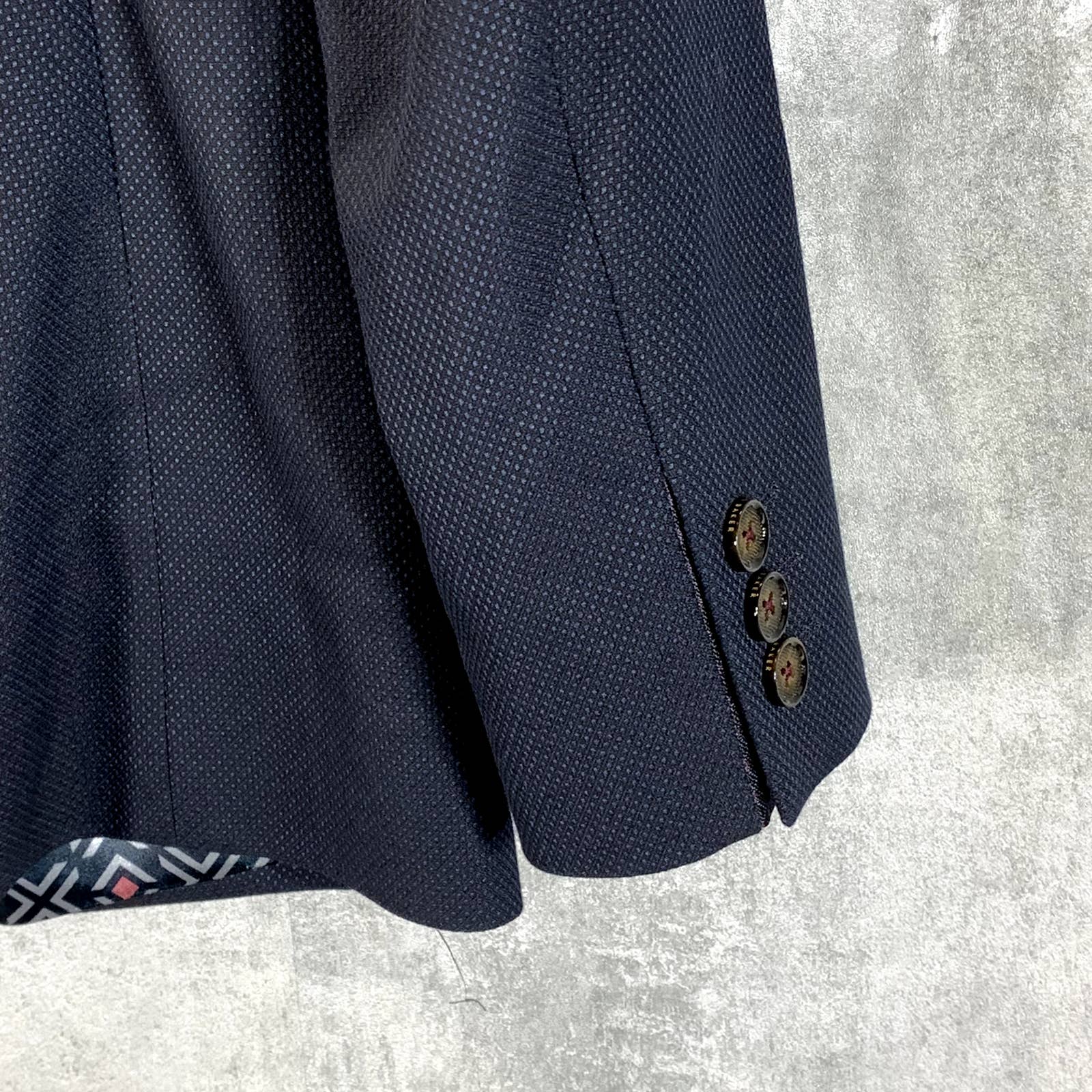 TED BAKER Men's Navy Hemsby Slim-Fit Textured Two-Button Suit Jacket SZ 3(US38)