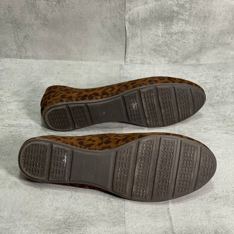 SUN + STONE Brown Leopard Print Eliana Slip-On Flats SZ 8