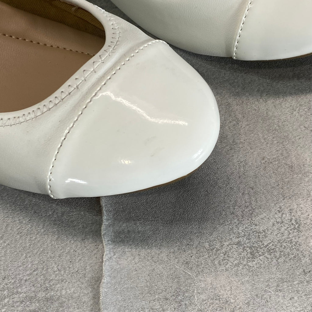 ALFANI Step 'N Flex Women's White Smooth Tavii Round-Toe Slip-On Flats SZ 8.5