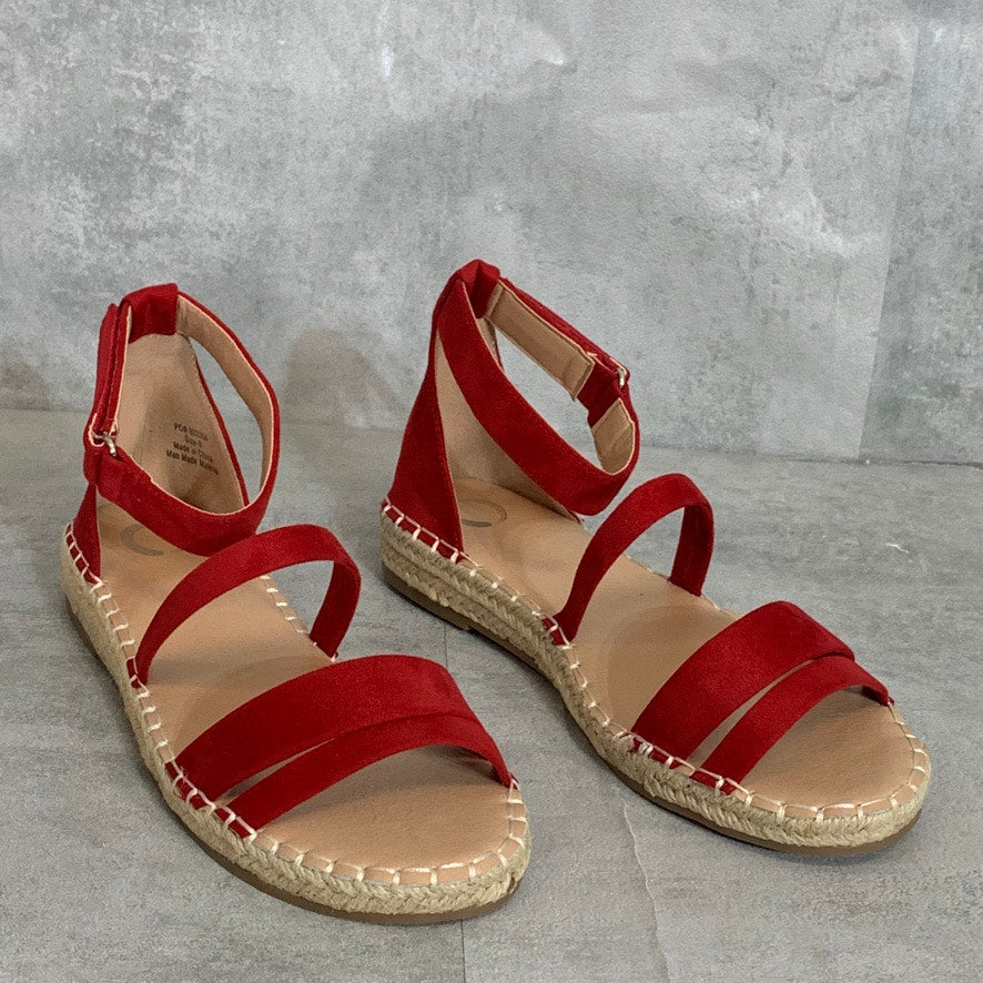 JOURNEE COLLECTION Red Round Open-Toe Slip-On Rochelle Espardille Sandals SZ 8