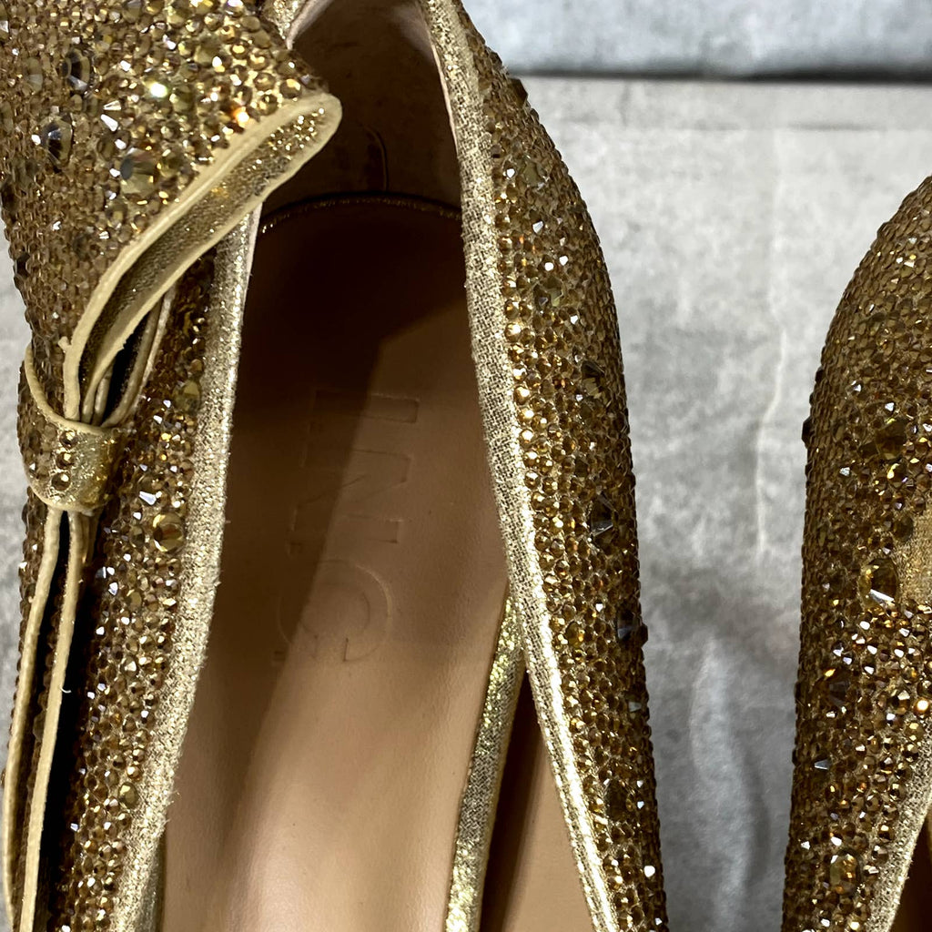 INC INTERNATIONAL Women's Gold Rhinestone Silvee Bow Pointed-Toe Pumps SZ 6