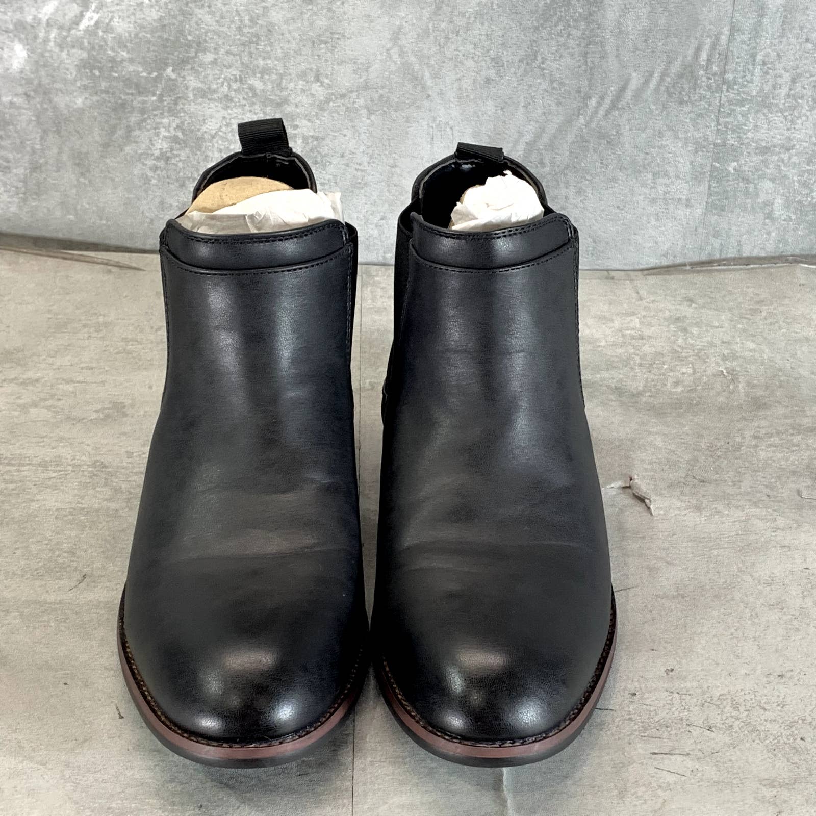 VANCE CO. Men's Black Faux-Leather Landon Pull-On Dress Boots SZ 8.5