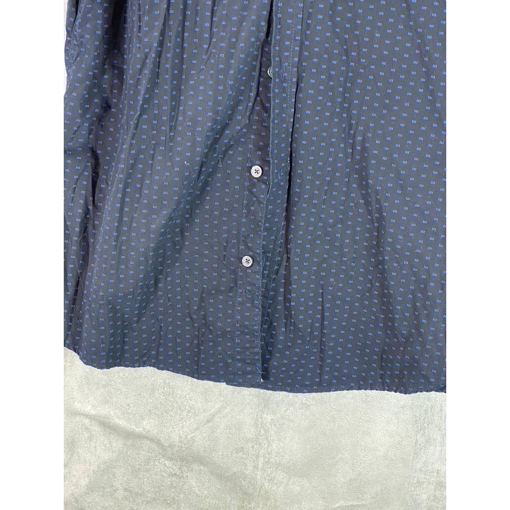RUGBY UNIVERSITY Men's Navy Printed Button-Up Short-Sleeve Shirt SZ XL