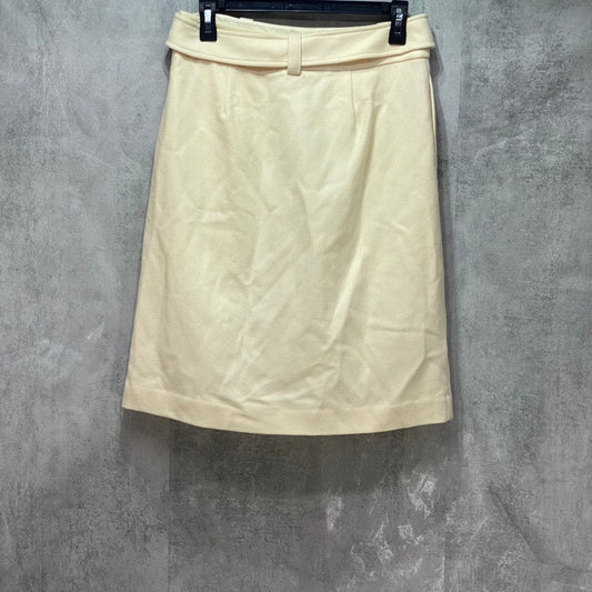 J. CREW Women's Beige Wool Belted Straight Knee-Length Skirt SZ 2