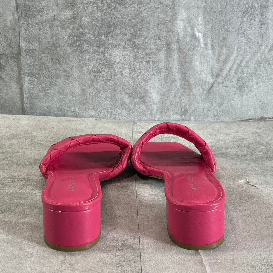 MARC FISHER Women's Pink Casper Weave Square-Toe Slip-On Block-Heel Sandals