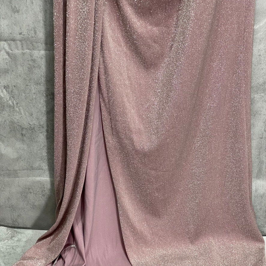 AX PARIS Pink Off The Shoulder Sparkle Maxi Slit Dress SZ 10