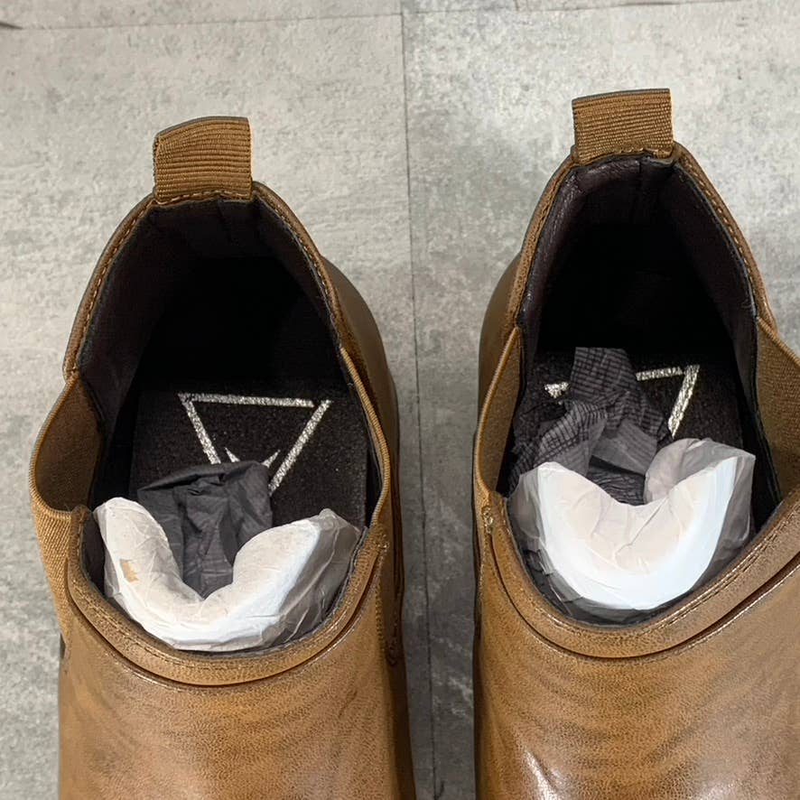 VANCE CO. Men's Chestnut Faux Leather Landon Pull-On Chelsea Dress Boots SZ 9.5