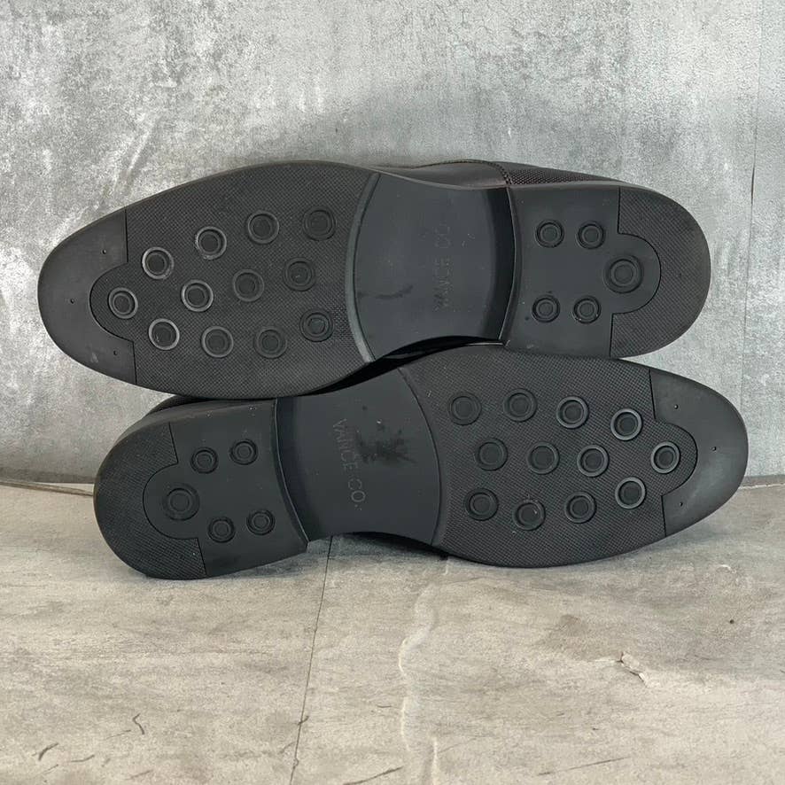 VANCE CO. Men's Black Faux Leather Vincent Plain Toe Lace-Up Oxfords SZ 10