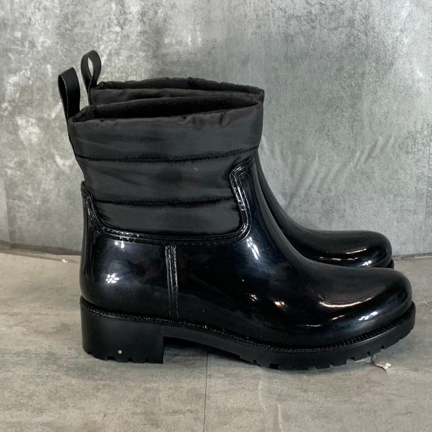 CHARTER CLUB Women's Black Trudyy Block-Heel Pull-On Rain Boots SZ 9