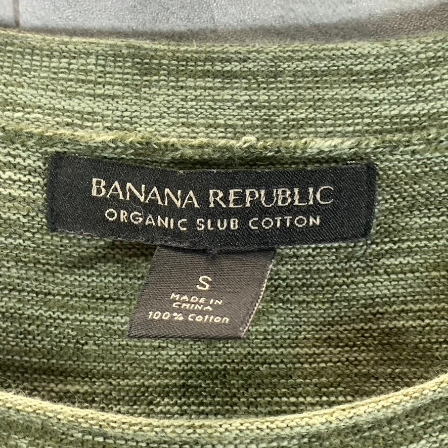 BANANA REPUBLIC Men's Green Organic Cotton Slub Crewneck Pullover Sweater SZ S