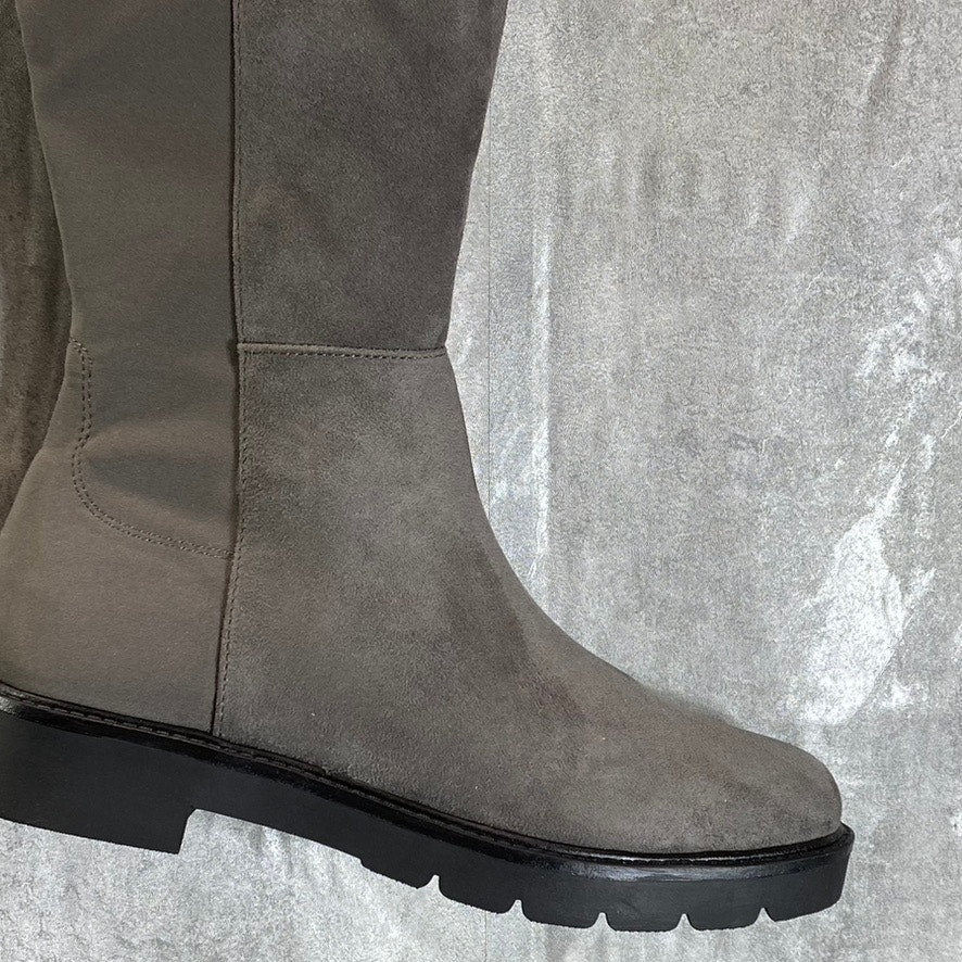 NINE WEST Women's Charcoal Tread Lug Sole Block-Heel Over-The-Knee Boots SZ 9.5