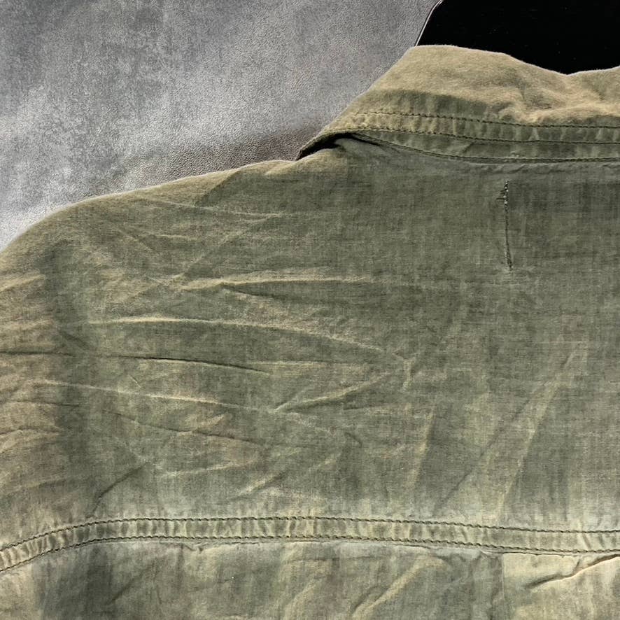 BDG URBAN OUTFITTERS Women's Olive Dye Cotton Button-Up Long-Sleeve Shirt SZ S