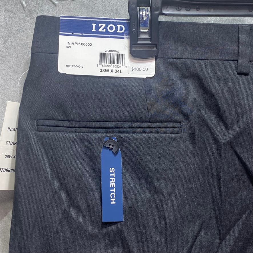 IZOD Solid Black Classic-Fit Flat Front Suit Pants SZ 38X34