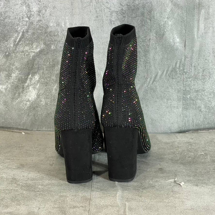WILD PAIR Women's Black Rhinestone Embellished Baybe Pointed-Toe Booties SZ 7