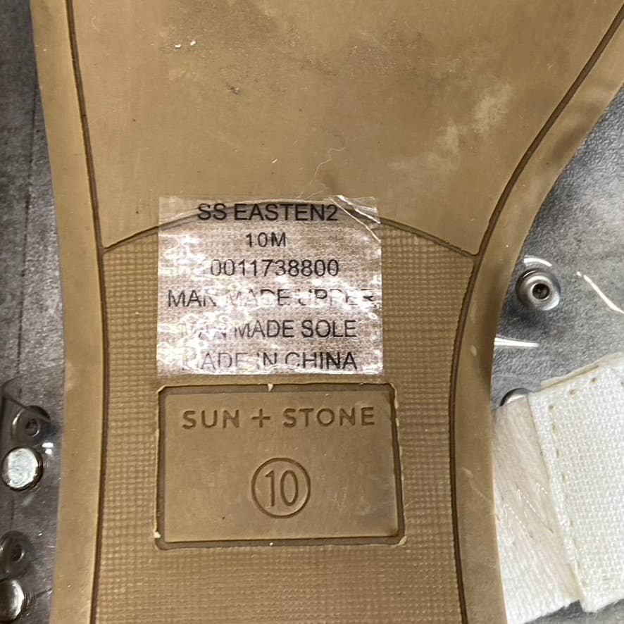 SUN+STONE Women's Clear Studded Easten 2 Slide-On Flat Sandals SZ 10