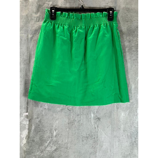 J.CREW Women's Green Smocked Waist Wool Blend Pull-On Pencil Mini Skirt SZ 0