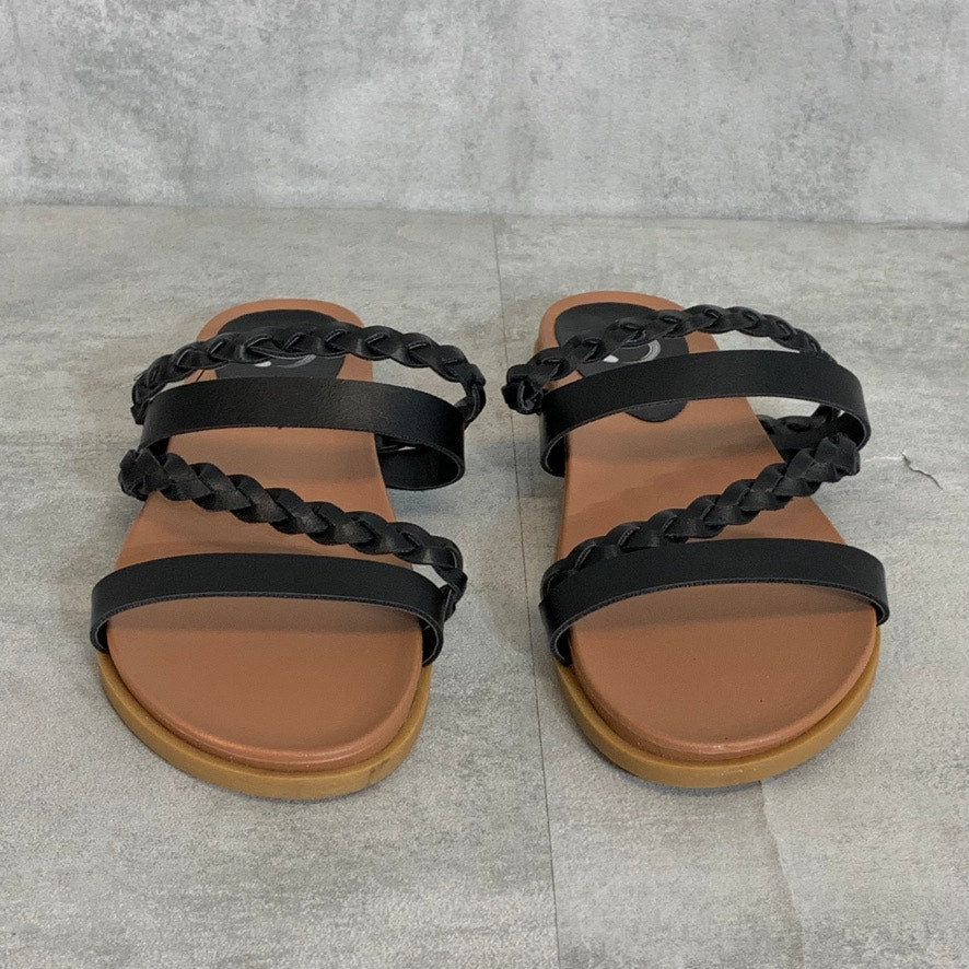 JOURNEE COLLECTION Black Faux Leather Colette Round-Toe Slide Sandals SZ 7.5