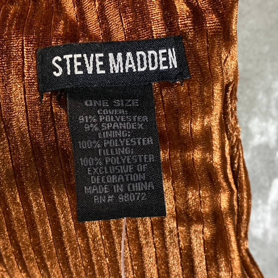 STEVE MADDEN Women's Orange Pull-Through Ribbed Velvet Puffer Scarf SZ OS