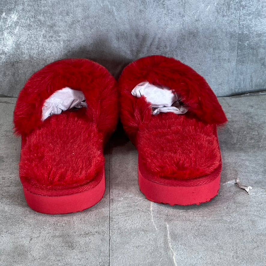 INC INTERNATIONAL CONCEPTS Women's Red Faux-Fur Yuri Slide Slippers SZ 7