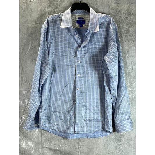 EGARA Men's Light Blue Slim-Fit Non-Iron Button-Up Long Sleeve Shirt SZ XL