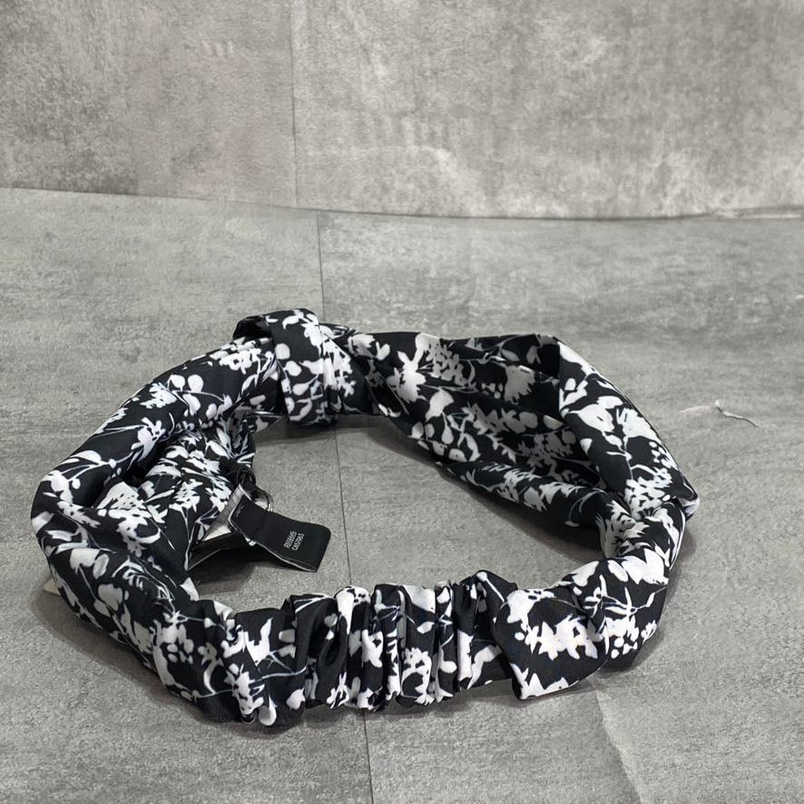 SOMETHING NAVY Black/White Floral Twist Turban Headband SZ OS