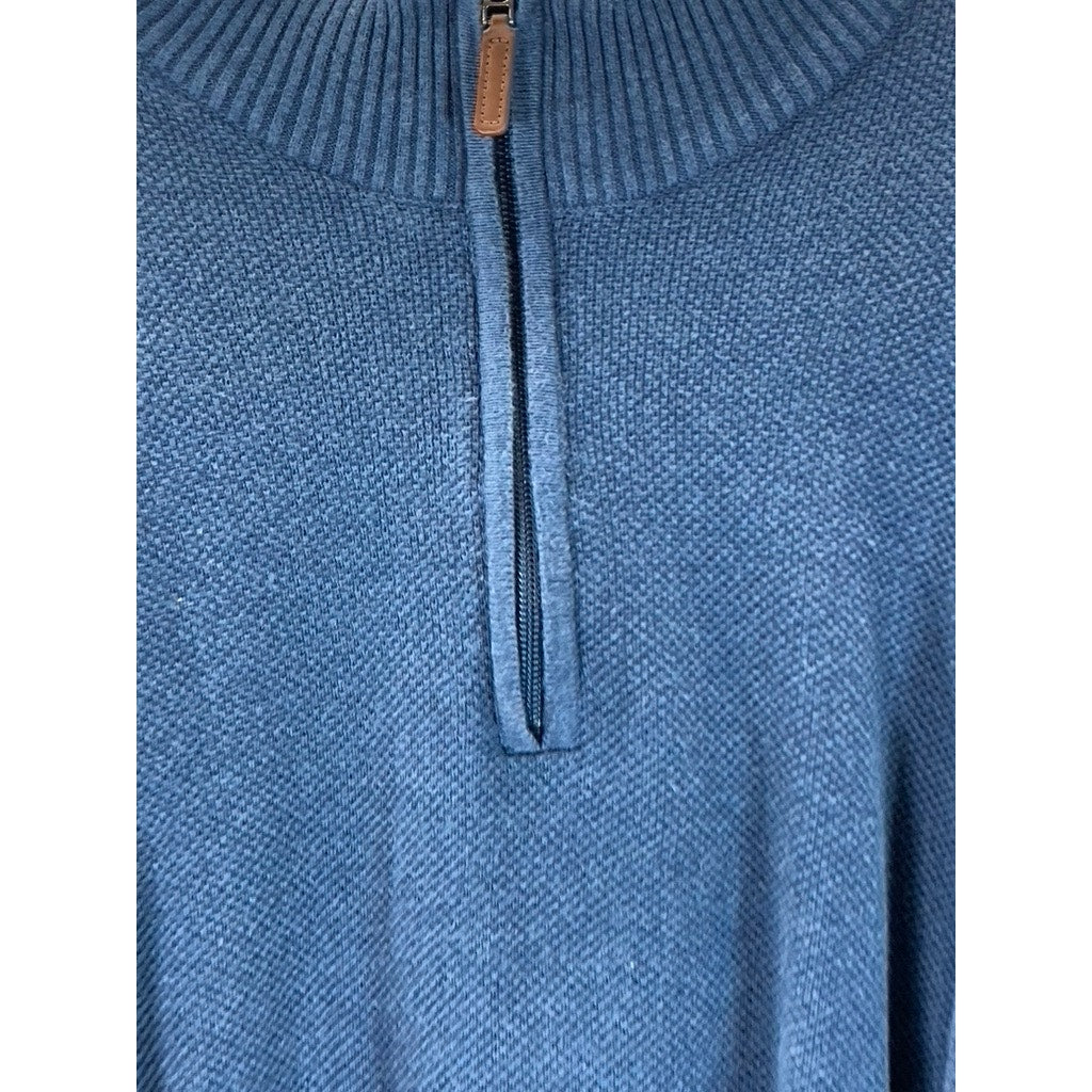 CLUB ROOM Men's Navy Blue Quarter-Zip Stand-Collar Textured Cotton Sweater SZ2XL