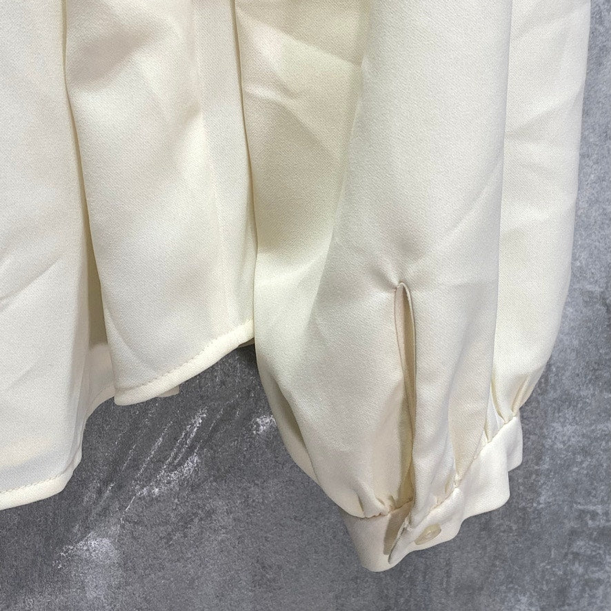 ALFANI Plus Size Antique White Band Collar Blouson-Sleeve Button-Up Top SZ 2X