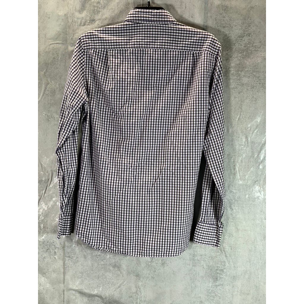 J.CREW Men's Navy/White Mini Check Button-Up Long Sleeve Shirt SZ S