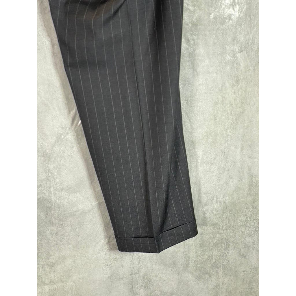 GIORGIO ARMANI Men's Charcoal Pinstripe Flat-Front Pants SZ 54(US 38R)